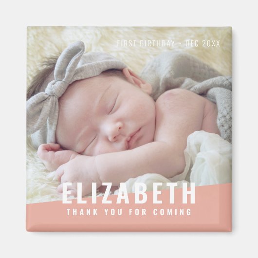 誕生日モダンの明るい色の写真ありがとう マグネット (正面)