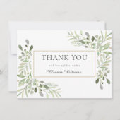 誕生日モダンサンキューグリーンリーウォーター色 サンキューカード (正面)