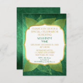 誕生日モダンズ結婚グリーンゴールデンビップ 招待状 (正面/裏面)