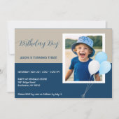 誕生日モダンパーティフォト招待状 招待状 (正面)