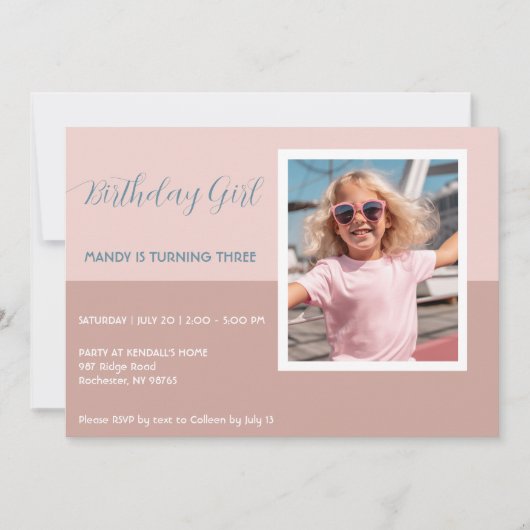 誕生日モダンパーティフォト招待状 招待状 (正面)