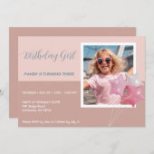 誕生日モダンパーティフォト招待状 招待状 (正面/裏面)