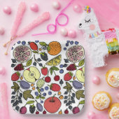 誕生日モダンパーティーのフルーツパターンlホワイト ペーパープレート (パーティー)