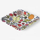 誕生日モダンパーティーのフルーツパターンlホワイト ペーパープレート (傾斜あり)