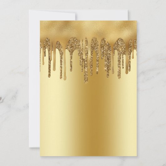 誕生日モダンパーティーの金ゴールド滴下パーソナライズされた 招待状 (裏面)