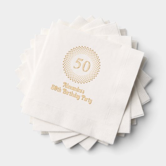 誕生日モダンパーティー点々のあるラウンドフレーム#3CO 箔ナプキン (インサイチュ (積み重ね))