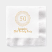 誕生日モダンパーティー点々のあるラウンドフレーム#3CO 箔ナプキン (正面)