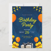 誕生日モダンパーティー 招待状 (正面)