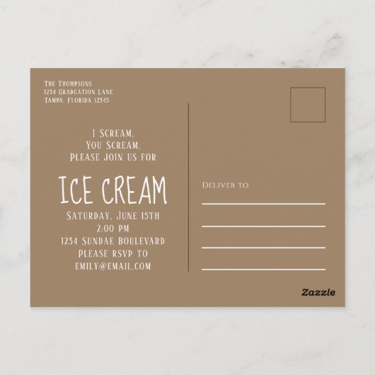 誕生日モダンフォトアイスクリームがかわいい ポストカード (裏面)