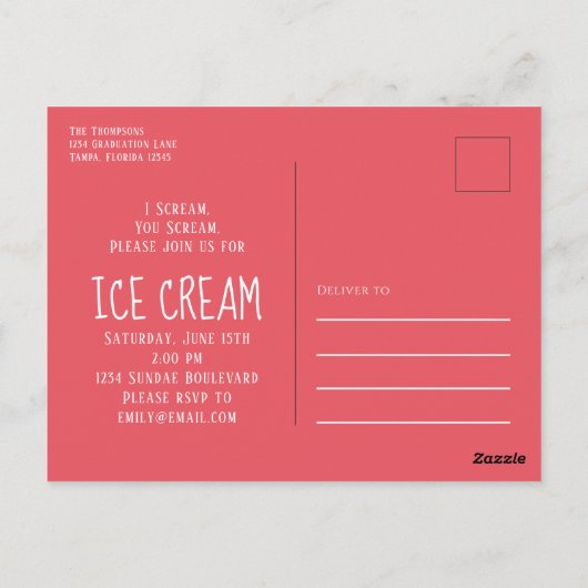 誕生日モダンフォトアイスクリームがかわいい ポストカード (裏面)