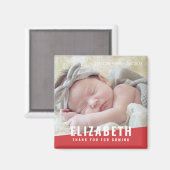 誕生日モダンブライトカラー写真ありがとう マグネット (正面/裏面)