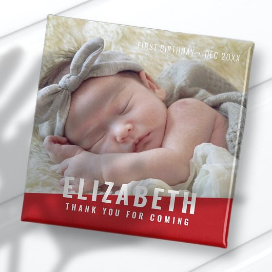 誕生日モダンブライトカラー写真ありがとう マグネット