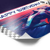 誕生日モダンブルーレーシングカーバナー フォトプリント            (角)