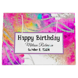 誕生日モダンマルリカラフルーグリッター ラージペーパーバッグ