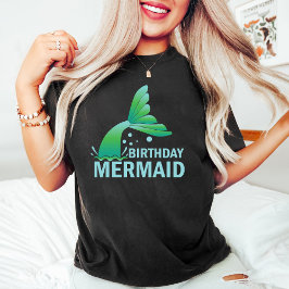 誕生日モダンマーメイドヴィンテージブラック Tシャツ