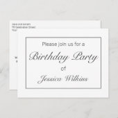 誕生日モダンミニマルパーティ招待はがき 案内ポストカード (正面/裏面)