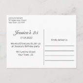 誕生日モダンミニマルパーティ招待はがき 案内ポストカード (裏面)