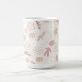 誕生日モノグラムのかわいらしパステルピンク コーヒーマグカップ (中央)