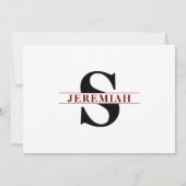 誕生日モノグラムイニシャル名年ユーモアレッド 招待状 (裏面)