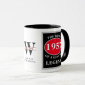 誕生日モノグラム年と名前ブラックレッドを追加 マグカップ (正面右)