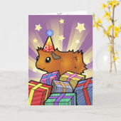 誕生日モルモット カード (黄色い花)