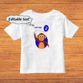誕生日モンキーブルー トドラーTシャツ