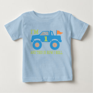 誕生日モンスタートラック1号 ベビーTシャツ
