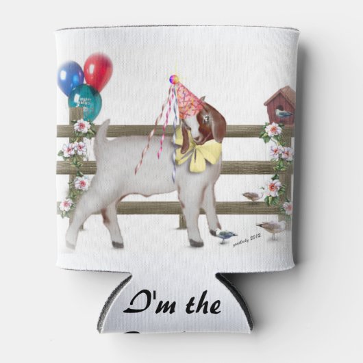 誕生日ヤギとサプライズメッセージの下部 缶クーラー (正面)