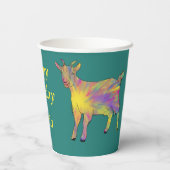 誕生日ヤギカラフルファンキージー動物名 紙コップ (裏面)