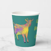 誕生日ヤギカラフルファンキージー動物名 紙コップ (正面)