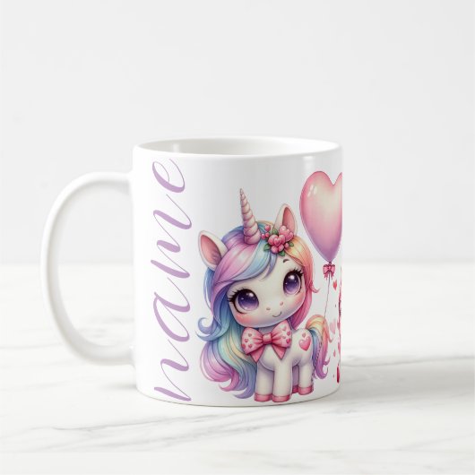 誕生日ユニコーンのパーソナライズ コーヒーマグカップ (左)