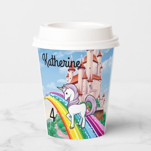 誕生日ユニコーンガールズネーム&エイジスターレインボー 紙コップ (裏面)