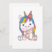 誕生日ユニコーン子供へA誕生日ホリデーカード シーズンカード (正面/裏面)