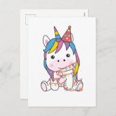 誕生日ユニコーン子供へA誕生日ホリデーポスト シーズンポストカード (正面/裏面)