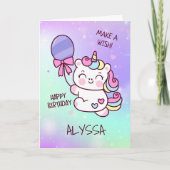誕生日ユニコーン！子ハッピーバースデーカード サンキューカード (正面)