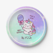 誕生日ユニコーン！子ハッピーバースデー ペーパープレート (正面)