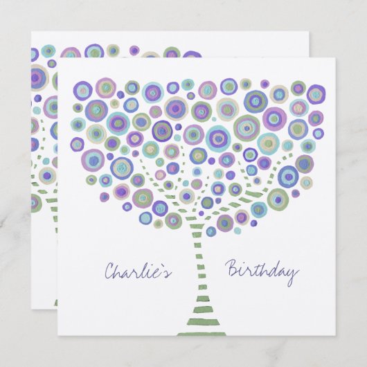 誕生日ユニセックスツリーレトロパーソナライズされた招待状 招待状 (正面/裏面)