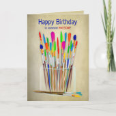誕生日ユニーククリエイティブ人アーティストブラシ カード (正面)