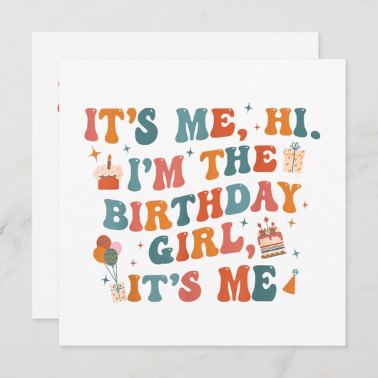 誕生日ユニークパーティーその私ハイイムザ誕生日ギ 招待状 (正面/裏面)