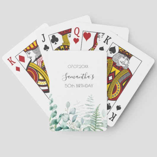 誕生日ユーカリの緑のウッドランドシダの名前 トランプ (裏面)