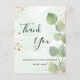 誕生日ユーカリグリッター感謝していユー ポストカード