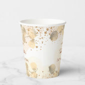 誕生日ユーカリグリッター金ゴールドモノグラム 紙コップ (右)