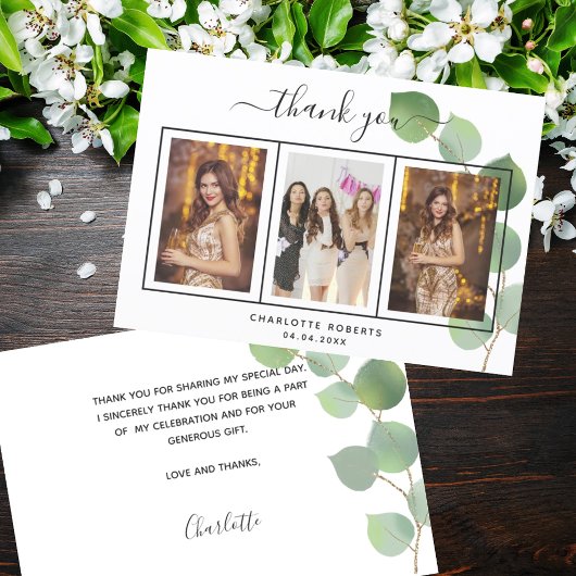 誕生日ユーカリ写真サンキューカード サンキューカード