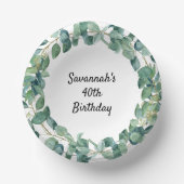 誕生日ユーカリ緑のリース名 ペーパーボウル (正面)