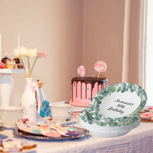 誕生日ユーカリ緑のリース名 ペーパーボウル