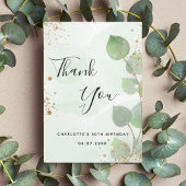 誕生日ユーカリ緑の金ゴールドグリッターきらめき サンキューカード