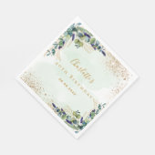 誕生日ユーカリ緑グリッターモノグラム スタンダードランチョンナプキン (角)