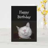 誕生日ユーモアかわいい笑顔インスピレーション猫 カード (黄色い花)