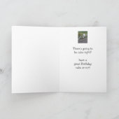 誕生日ユーモアと可愛いランニングのゴールデンドルカップ カード (内部)