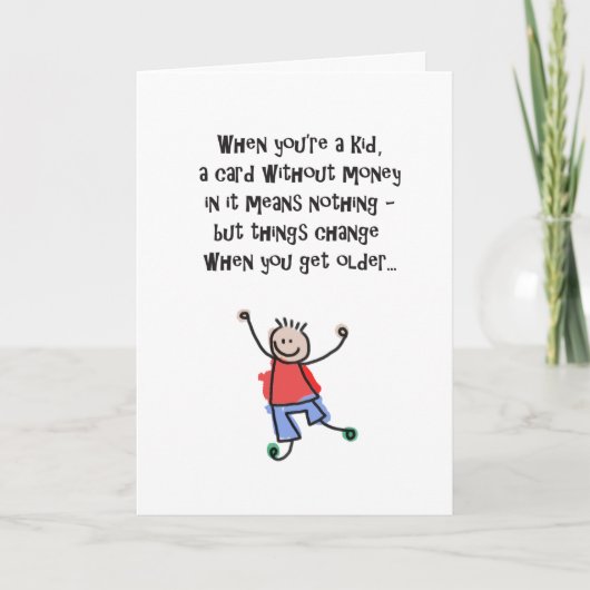 誕生日ユーモアのあるカードに金が入ってない! カード (正面)